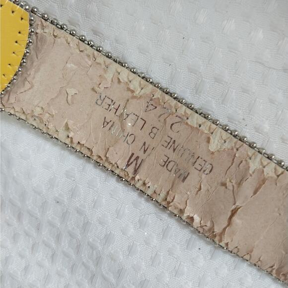 Yellow Studded Belt with Skull Design - Picture 7 of 9